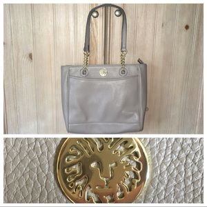 Anne Klein Taupe Chain Tote Purse Bag